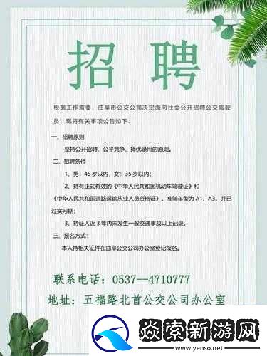 混乱小镇公交车售票员招聘条件
