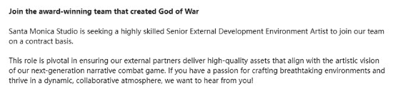 索尼圣莫妮卡工作室疑似为战神新作招聘人才