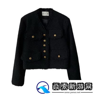 秋水伊人2022黑色毛呢外套
