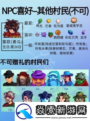 星露谷物语人物喜好大全及攻略