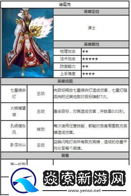 【全面解析】梦国手游中的诸葛亮评测及获取方法详解