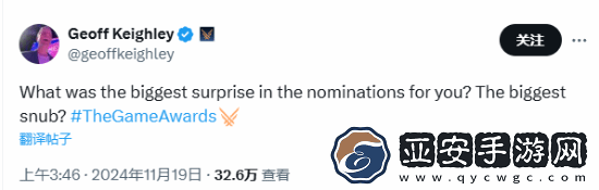 TGA杰夫调查玩家最惊喜/失望的提名