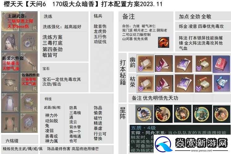 一梦江湖手游暗香门派通用秘籍及心法属性全面解析