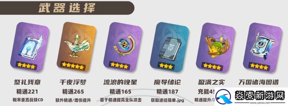 原神2025砂糖武器选择推荐