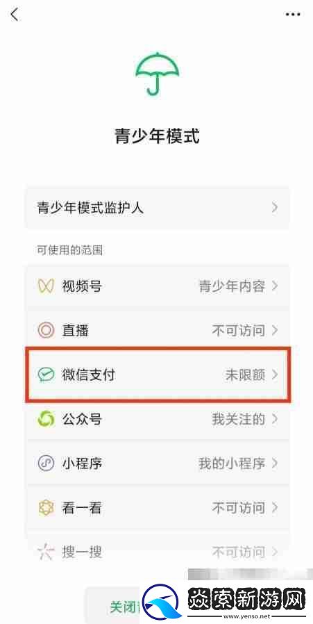 微信青少年模式如何设置限制付款