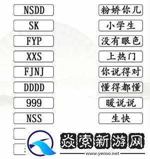 汉字找茬王第226关连线配对词语缩写怎么过