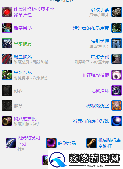 wow魔兽世界plusP2牧师输出BIS装备推荐