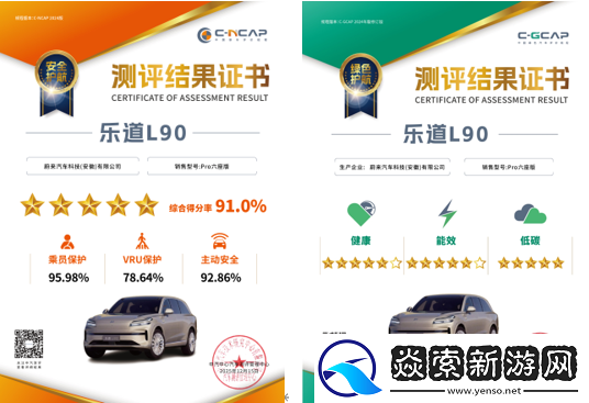 乐道L90荣获大三排SUV首个C