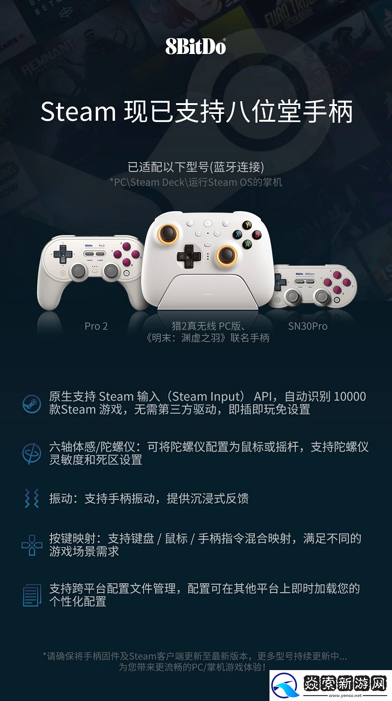 Steam现已支持八位堂手柄