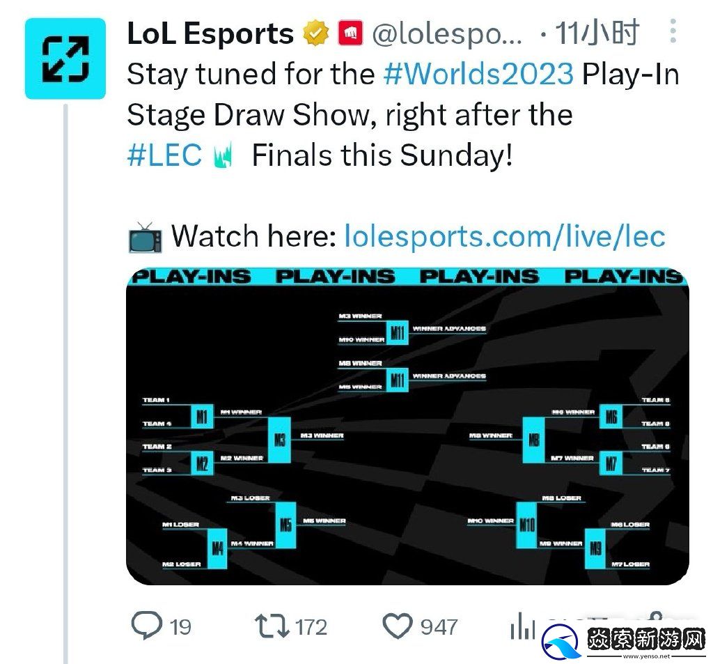 英雄联盟S13世界赛入围赛抽签时间一览