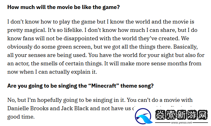 大电影我的世界演员丹妮尔称